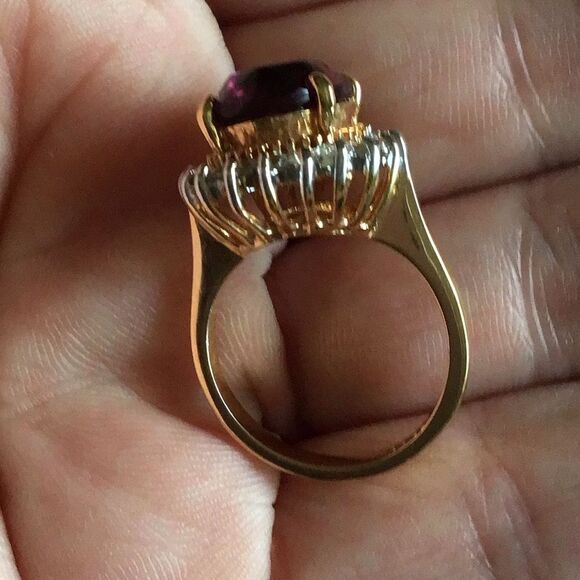 EDCO Fux Amethyst Diamond Gold Ring - Picture 4 of 6